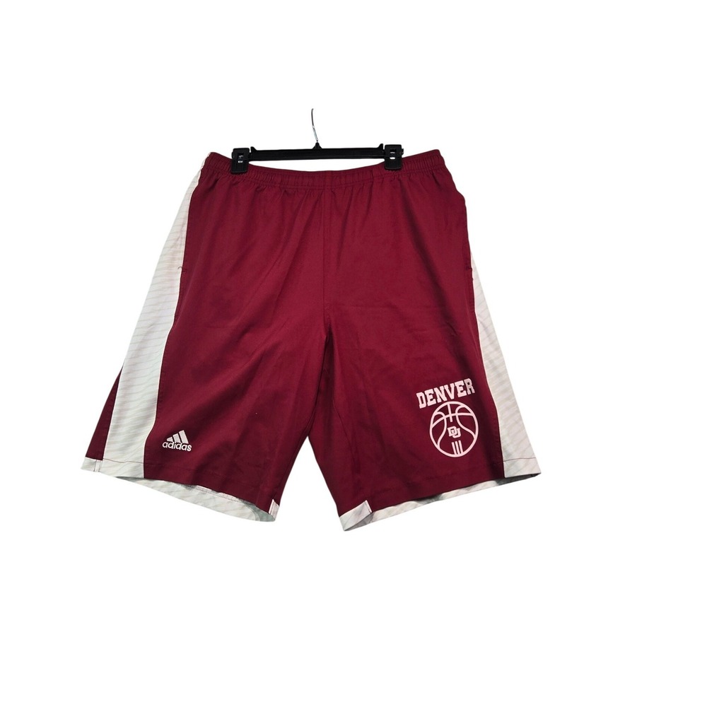 Adidas Denver Basketball Shorts Mens Large Red White Striped Gym Athletic Team